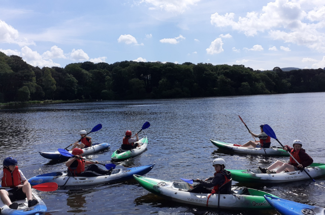 School group kayaking